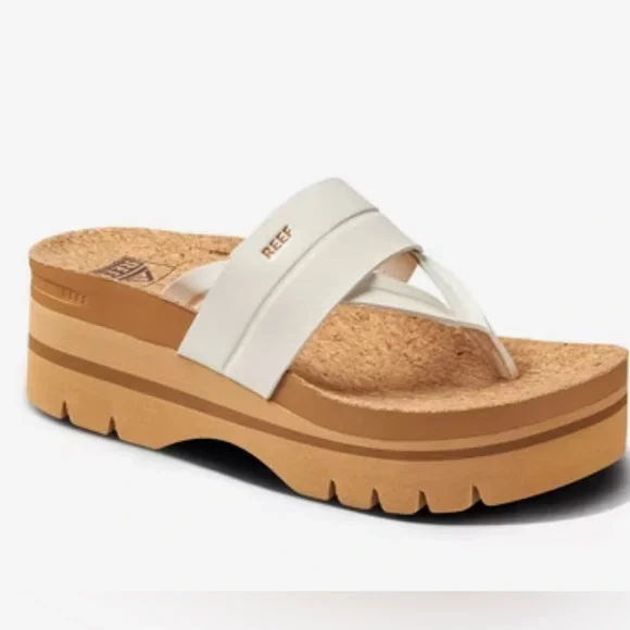 Reef Vista Higher Lennox Platform Sandal White - Size 7.5 - Picture 1 of 11